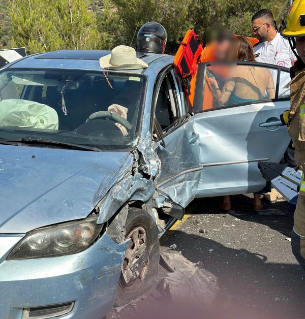 תאונת דרכים חזיתית עם לכודה, כביש 386, בסמוך לצומת כרם