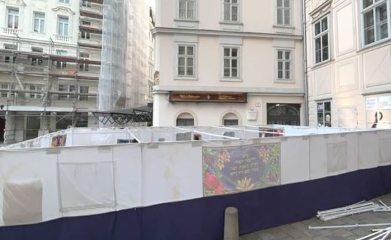 ב-25 שניות: חניכי בני עקיבא בנו סוכה במרכז וינה