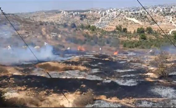 מטרים מהבתים: ערבים פרצו לעתניאל והציתו אש