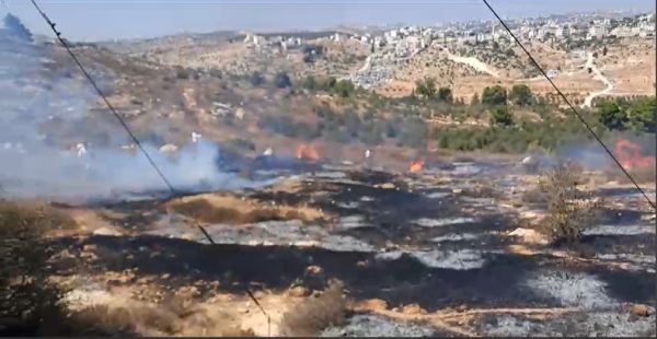 מטרים מהבתים: ערבים פרצו לעתניאל והציתו אש