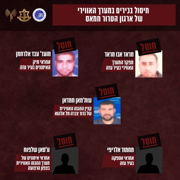 דובר צה"ל: חיסלנו שורה של בכירי זרוע האוויר של חמאס