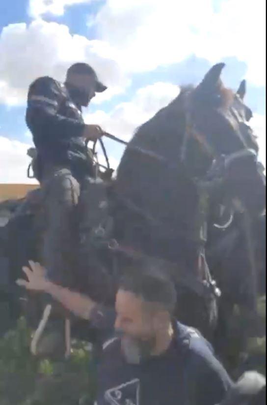 במשמרת של בן גביר: פרש דורס מפגין בכרם שלום. צפו