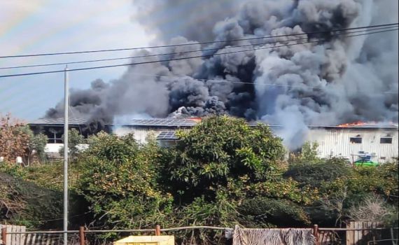 שריפת האנגר בפתחיה: חשש לחיי חיות במבנה 