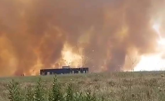 בעקבות מטח הרקטות: שריפת ענק בקצרין