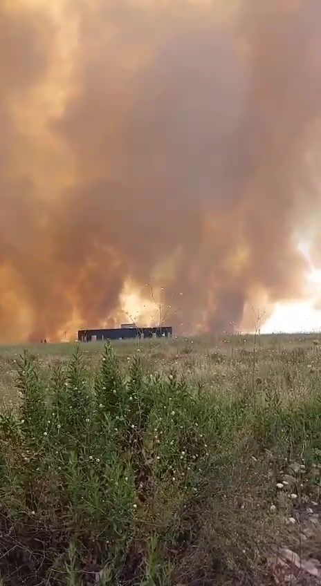 בעקבות מטח הרקטות: שריפת ענק בקצרין