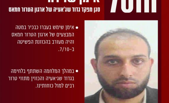 צה"ל מודיע: חוסל סגן מפקד גדוד שג'אעיה בחמאס