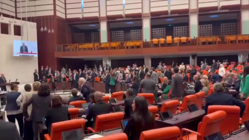 יאללה מכות: קטטה בפרלמנט הטורקי הסתיימה בפצועים. צפו