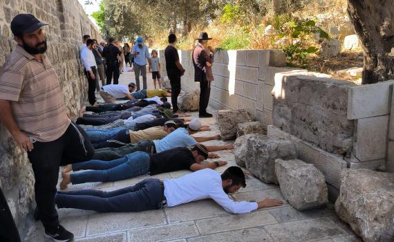 מראה היסטורי: עשרות יהודים משתחווים בהר הבית