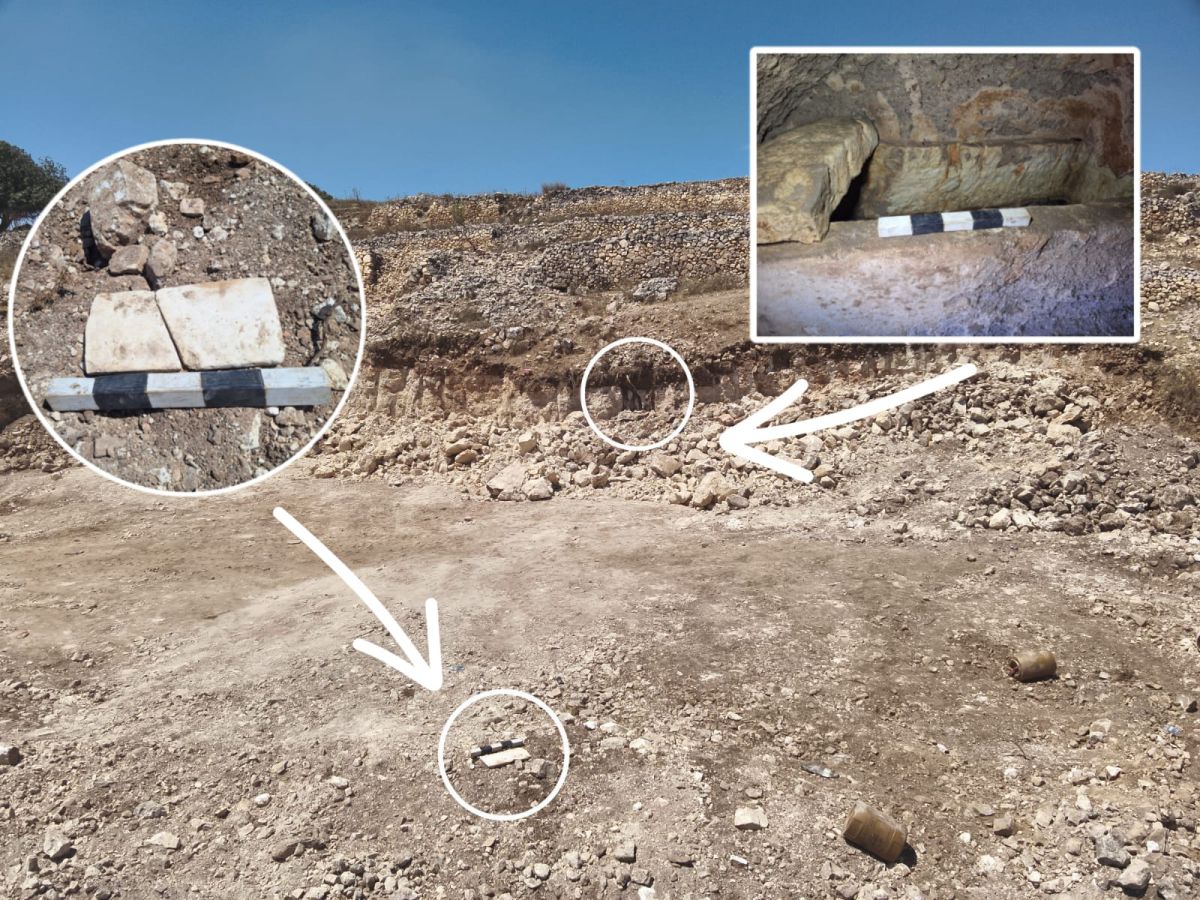 פלסטינים שדדו קבר עתיק בן 3,000 שנה במהלך עבודות פיתוח
