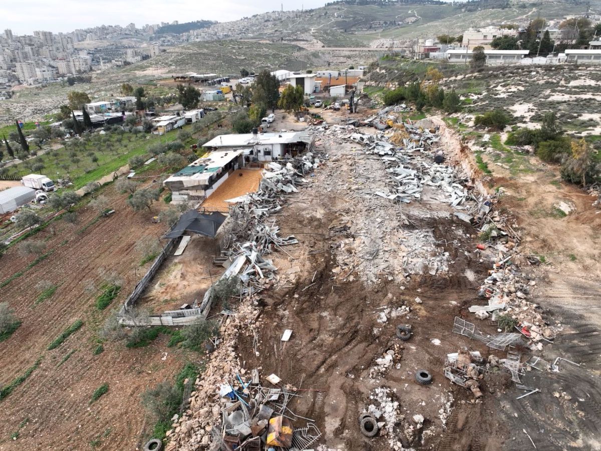 בגודל 10 דונם: נהרסה בנייה בלתי חוקית פלסטינית במצודת אדומים