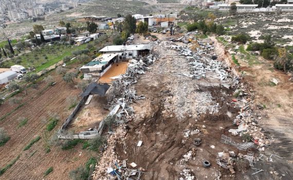 בגודל 10 דונם: נהרסה בנייה בלתי חוקית פלסטינית במצודת אדומים