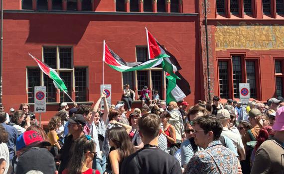 עם דגלי פלסטין ברקע: יובל רפאל על השטיח הטורקיז |  צפו