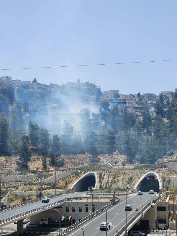 שריפה פרצה סמוך לכביש 16 בירושלים | תיעוד