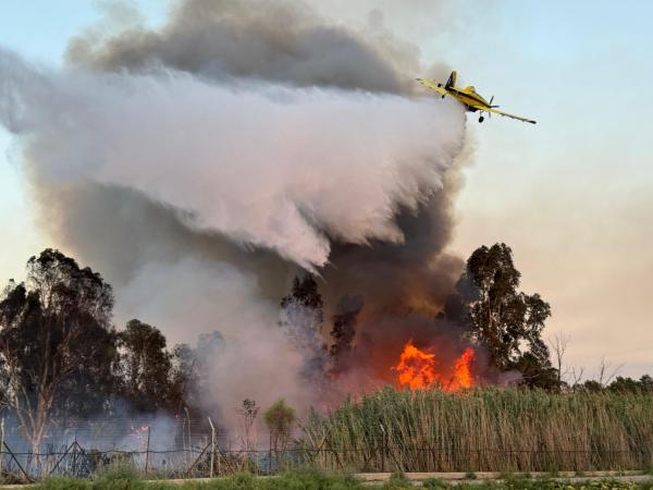 שריפה פרצה בשטח פתוח סמוך לגבול עם ירדן | תיעוד