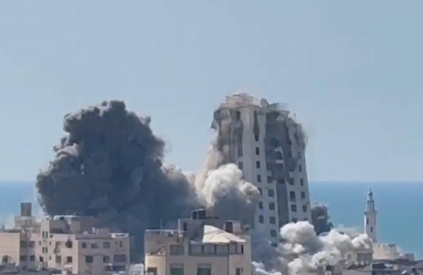 צפו בתיעוד: לאחר ההתראה – הופל המגדל בעזה