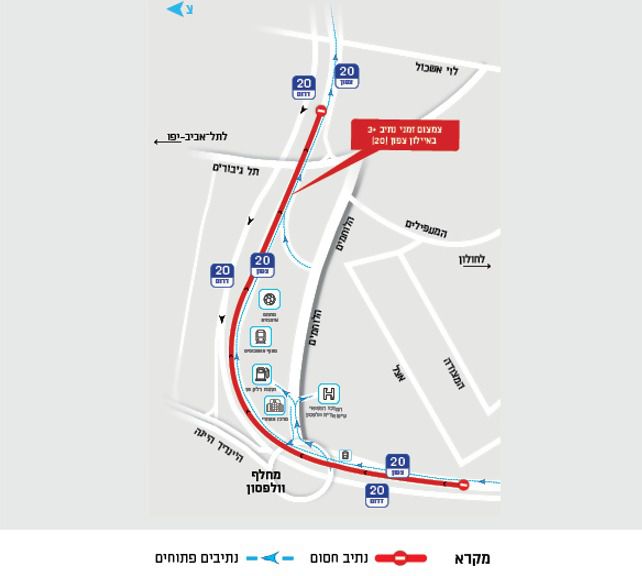 עכב עבודות תשתית: חסימות וצמצום נתיבים באיילון ובגשר מודעי