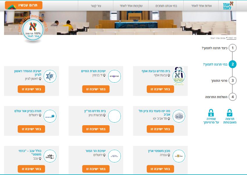 אתר אחד לאחד - בוחרים למי לתרום מלגה