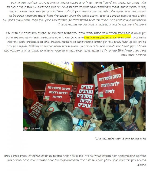 עידית לב בהפגנה נגד צהל בחיפה - צילום מסך