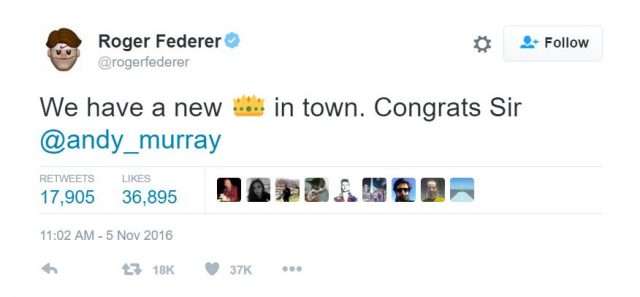 המלך לשעבר מברך את המלך הנוכחיץ צילום מסך מטוויטר