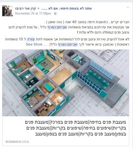 הפוסט של קרן אור (צילום מסך מתוך פייסבוק )